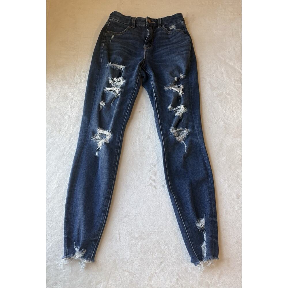 American Eagle Curvy High-Rise Jegging Medium Wash Denim Distressed Women’s